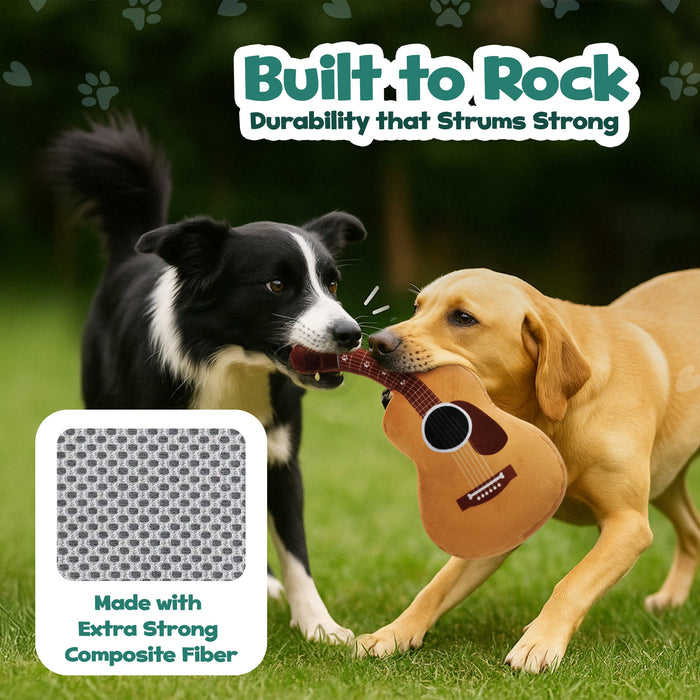 [New] PUPROAR Guitar Squeaky Plush Dog Toy