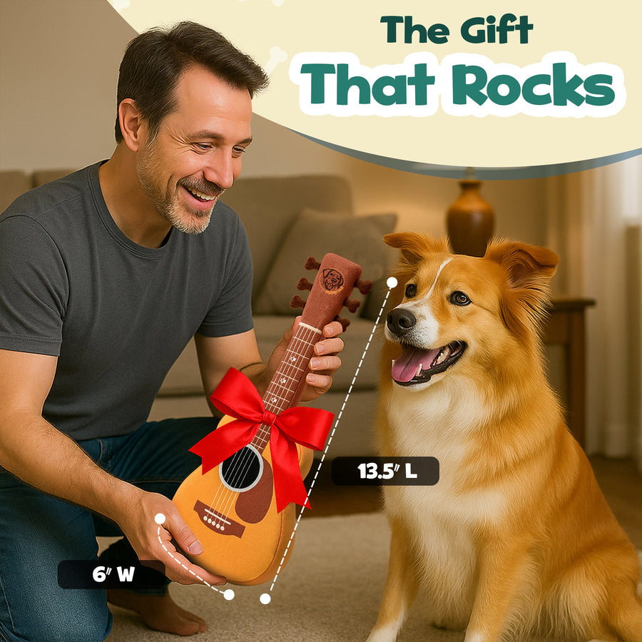 [New] PUPROAR Guitar Squeaky Plush Dog Toy